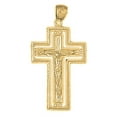 thumbnail image 1 of 18K Yellow Gold Routed Crucifix Pendant - 42 mm, 1 of 3