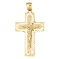 thumbnail image 1 of 18K Yellow Gold Routed Crucifix Pendant - 49 mm, 1 of 3