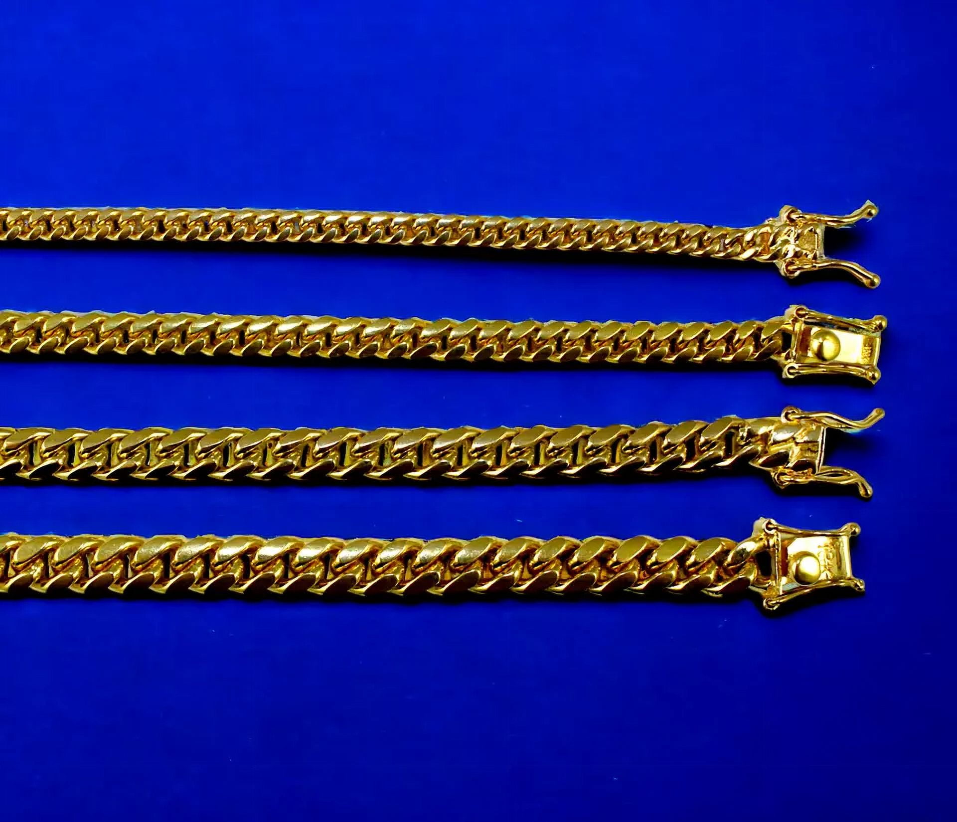 18K Yellow Gold SOLID Miami Cuban Link Chain Bracelet Necklace Men Women Jewelry 13.50g | 4.0mm ...