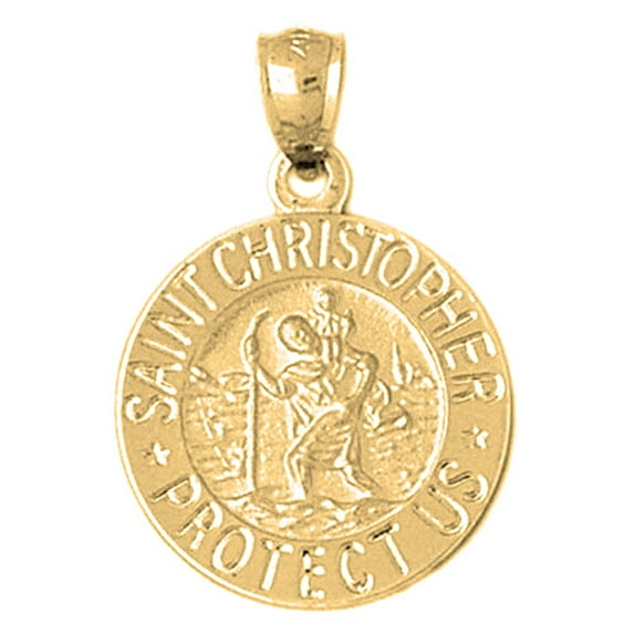 18K Yellow Gold Saint Christopher Pendant - 30 mm