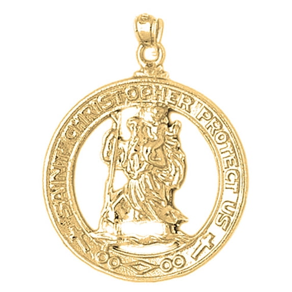 18K Yellow Gold Saint Christopher Pendant - 36 mm