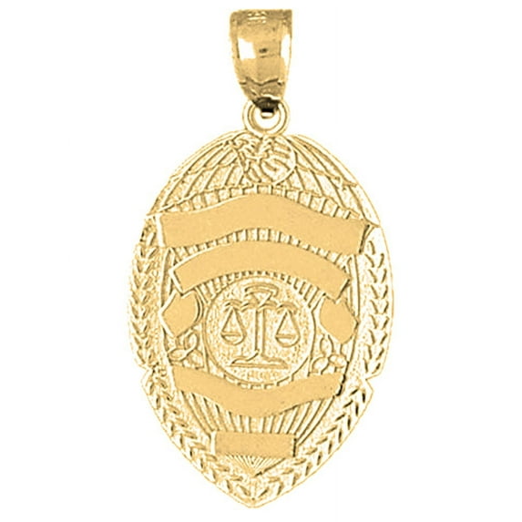 18K Yellow Gold Scales of Justice Badge Pendant - 35 mm