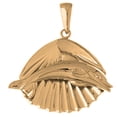thumbnail image 1 of 18K Yellow Gold Shell With Dolphin Pendant - 46 mm, 1 of 2