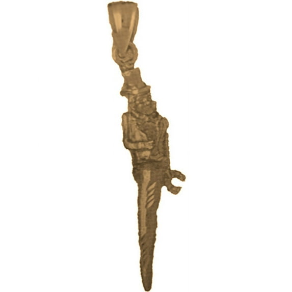 18K Yellow Gold Solid Italian Horn Pendant - 45 mm