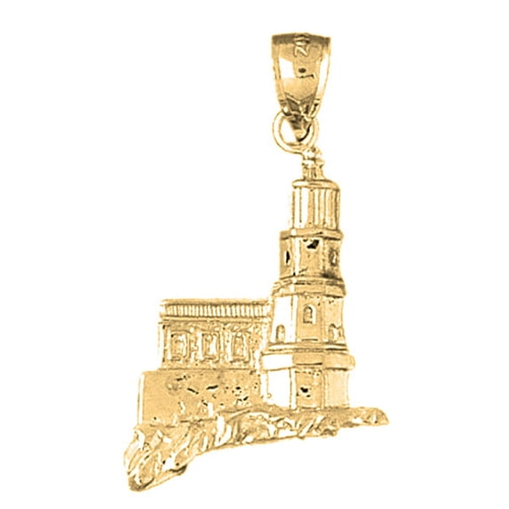 18K Yellow Gold Split Rock Pendant - 34 mm