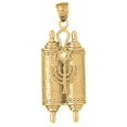 thumbnail image 1 of 18K Yellow Gold Torah Scroll with Star & Menorah Pendant - 51 mm, 1 of 3