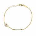 thumbnail image 1 of 18K Yellow Gold White Enamel Butterfly and Cultivated Pearls Bracelet, 1 of 3