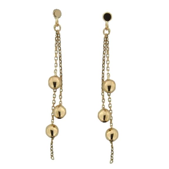 18K Yellow Gold balls Dangle  earrings