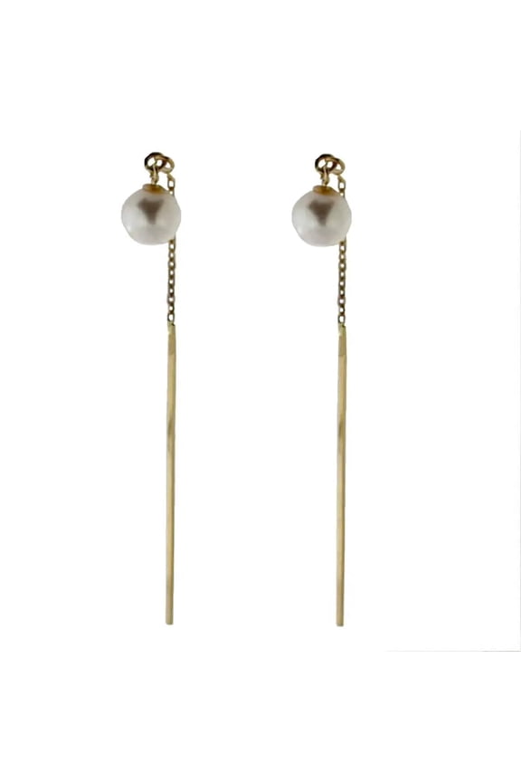 18K Yellow Gold cultivated Pearls thread earrings
