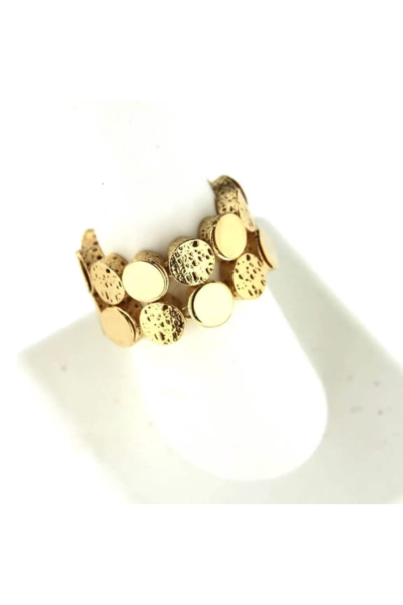 18K Yellow gold Circles Flexible Ring Size 7 0.50 inch wide