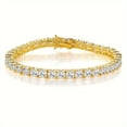 thumbnail image 1 of 18K gold plated 4-prong inlaid 4mm moissanite tennis bracelet golden classic bracelet unisex, Mother's Day, Birthday, Holiday, Anniversary Gift, 1 of 5