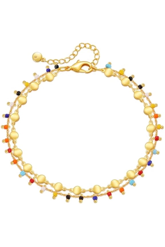 18K gold-plated anklet with a unique pendant design, French beach anklet (women's style).