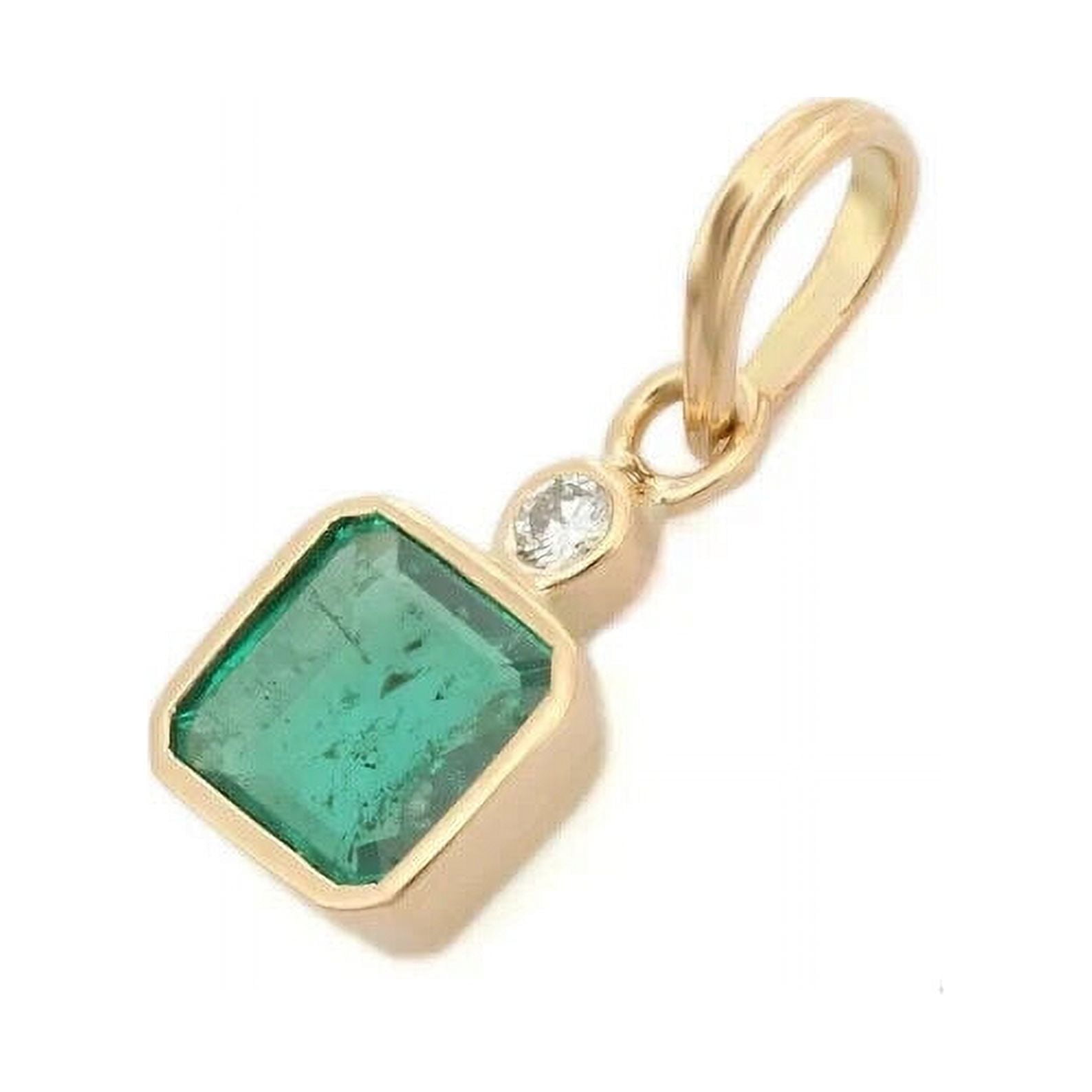 ARENA GEMS JEWELLERY 18K solid yellow gold emerald pendant - White Sapphire and emerald pendant