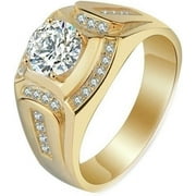 KASAKI 18K white gold plated one carat diamond ring for men Domineering business men's ring wide version ring