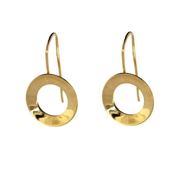 18K yellow gold circle dangle earrings
