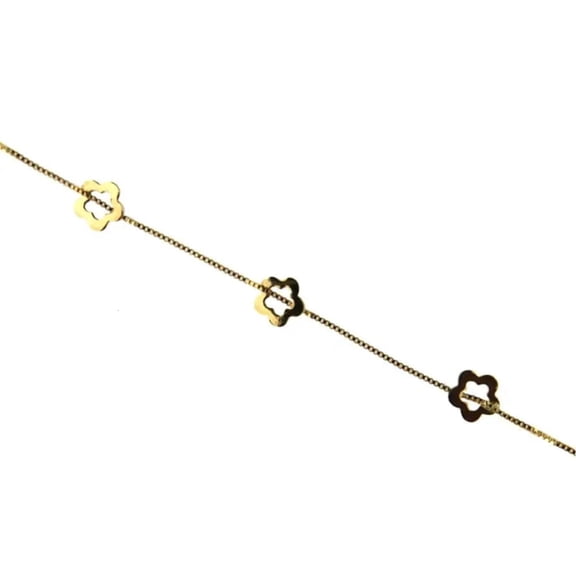 18K yellow gold open flower bracelet 5.8 inch