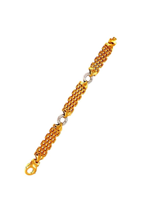 18KT .50CT NATURAL ROUND DIAMONDS CIRCLE LINK BRACELET 50 GRAMS POPE BRICK DECO