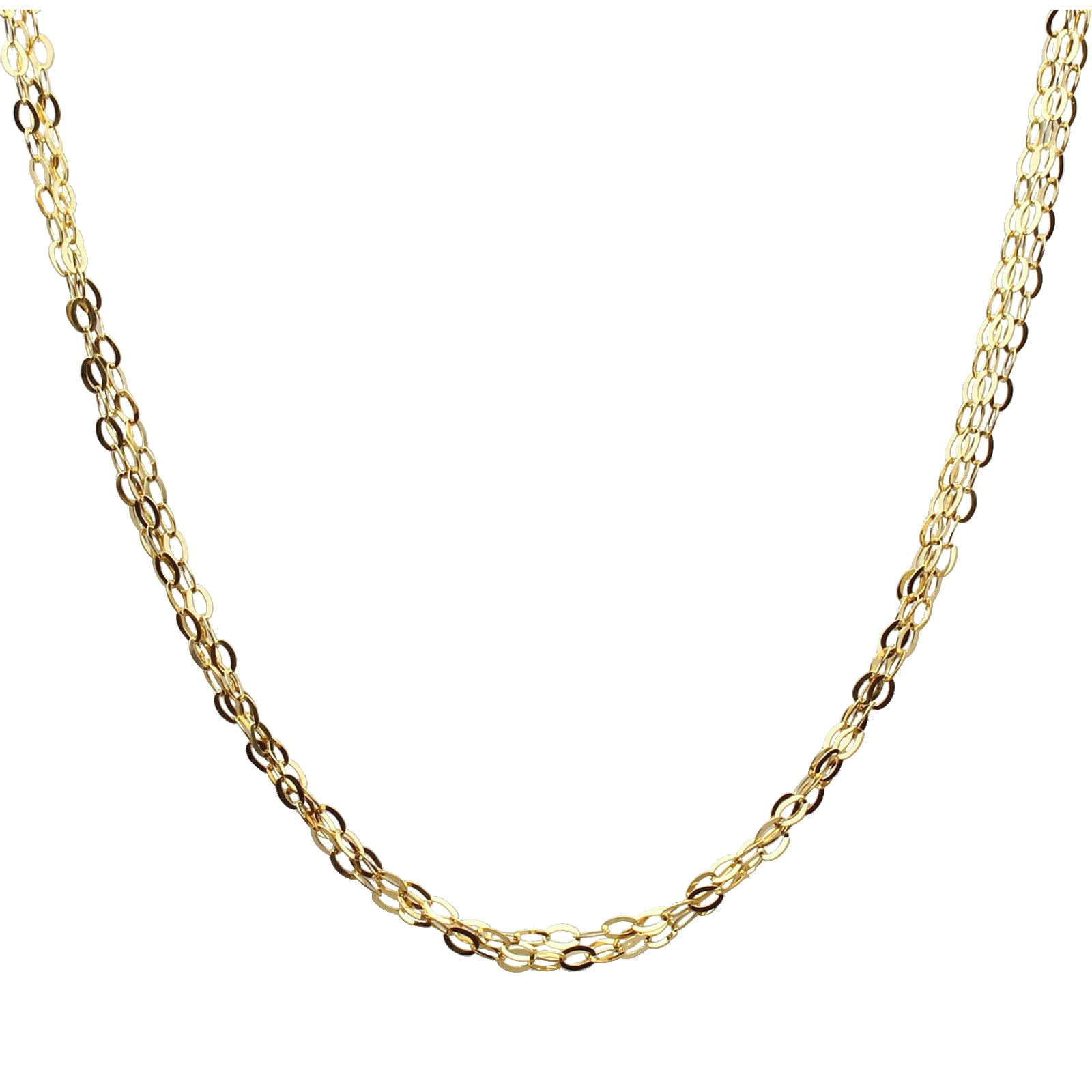 18KT GoldFlashed Sterling Silver MultiStrand Flat Oval Cable Chain Necklace Italy Adjust 20"+2