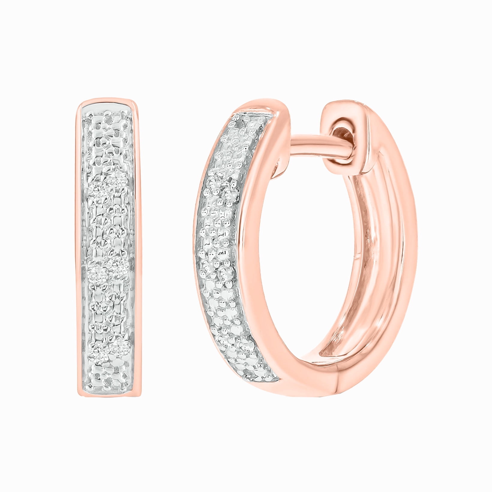 1/20 Ct, 18K Rose Gold Vermeil Diamond Hoop Earrings for Women Gold Earrings for Women