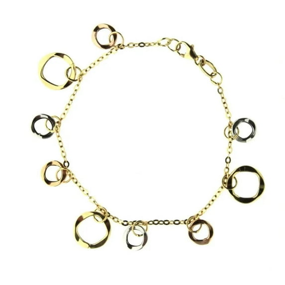 18KT Tri-Color Square-Cut Circle Bracelet