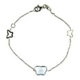 thumbnail image 1 of 18KT White Gold Faceted Blue Topaz Butterfly Bracelet with two small open butterflies  7 inches with extra ring at 6 inches, 1 of 3