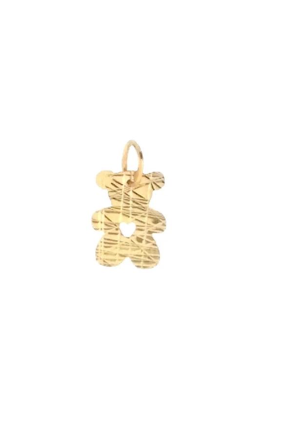 18KT Yellow Gold Diamond cut Teddy Bear pendant 14mm