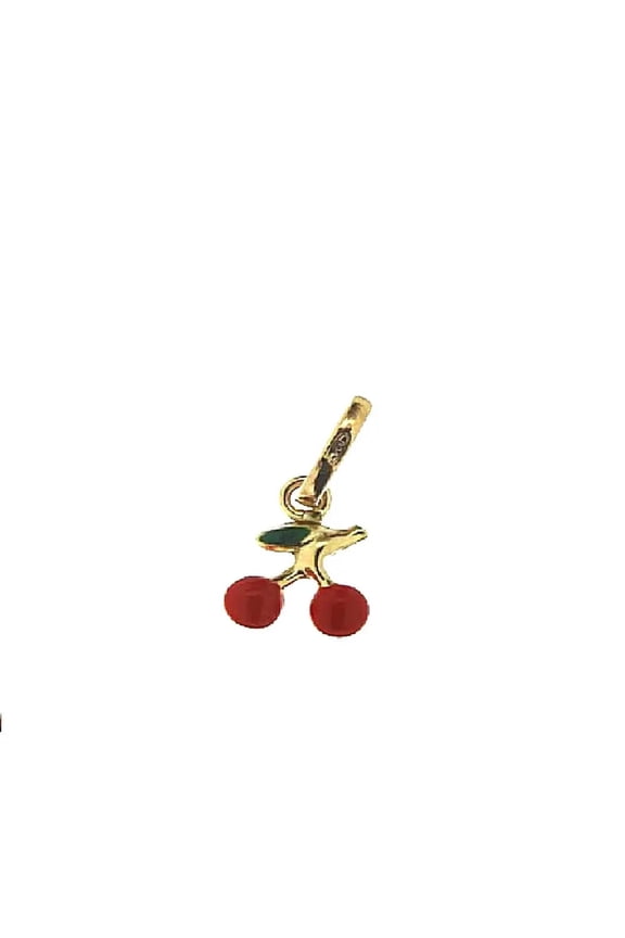 18KT Yellow Gold Red Enamel Cherry Charm 6mm