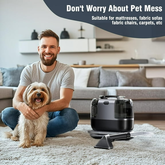 18Kpa Carpet Cleaner Machine, 500W Portable Carpet Spot and Upholstery Cleaner Machine with Handle for Pet Stains, Sofa, Car Seat, Furniture