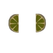 18Kt Solid Yellow Gold Green Lime Enamel covered Screwback Earrings 0.26 x 0.16 inch 7mm X 4mm