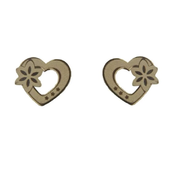 18Kt Yellow Gold Open Satin Heart Screwback Earrings (7mm)