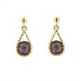 thumbnail image 1 of 18Kt Yellow Gold Round Faceted Amethyst Drop Dangle Post Earrings (16mm X 6mm) 0.60 inch, 1 of 3