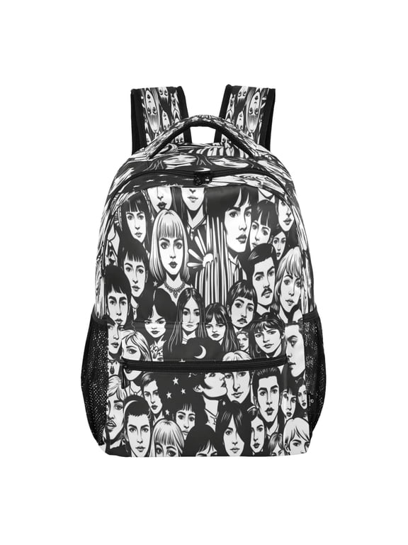 18L Large Laptop Backpack Lightweight Multi Pocket Travel Bag for Men Women Business Commuter, Mono Portraits Printed