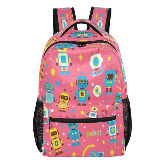 18L Large Laptop Backpack Lightweight Multi Pocket Travel Bag for Men Women Business Commuter, Pink-bot Printed