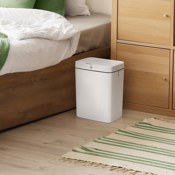 18L Touchless Sensor Trash Can, Battery‑Operated Auto Open with 2 Induction Modes & Manual Control, Drawstring Bag System for Bathroom, Bedroom, Office