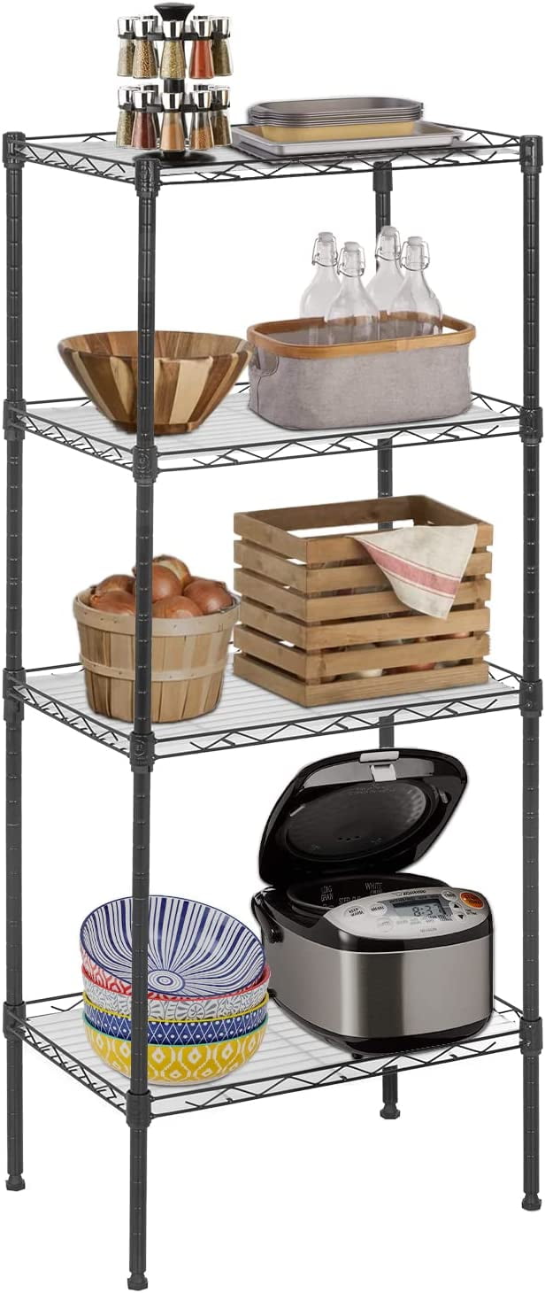 YYkokocat 4-Tier Shelving Unit 44 H x 18L x 12D Storage Shelves with Wire  Shelf Liners Adjustable Small Closet Shelves Metal Shelf Rack for Storage