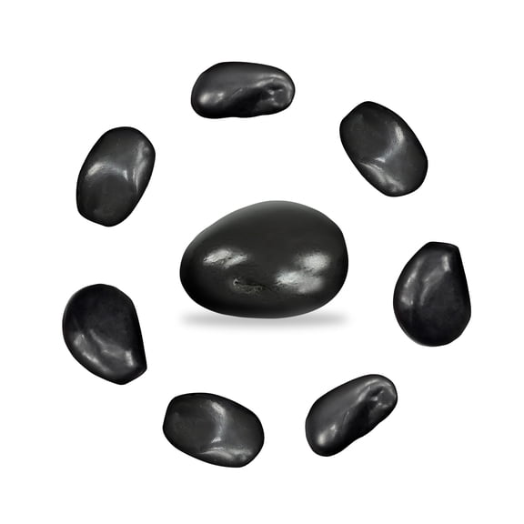 18LB Polished Black River Rocks 3-5cm, Natural Decorative Stones for Indoor Decor, DIY Crafts, Candle Holders & Garden