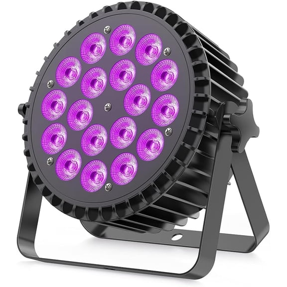 18LED Stage Lights RGBWA+UV 6in1 Par Can Lighting with DMX Control Sound Activated Uplights for Events Church DJ Show Wedding Stage Performances Party (1Pcs Light)