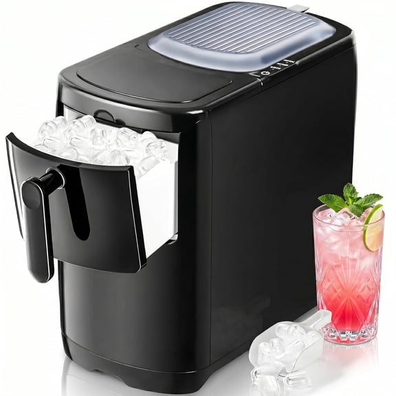 18Lbs/24H Portable Ice Maker Countertop, 18Lbs/24H Self-Cleaning Ice Machine with One-Touch Operation & Ice Scoop Included, for Home Kitchen Office, Black