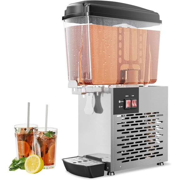 18Lx1 Commercial Beverage Dispenser, 1 Tank Iced Tea Drink Machine, 150W Juice Dispenser Stainless Steel Design, Fast Cooling, Easy to Clean, Perfect for Restaurants, Hotels, and Parties, 115V
