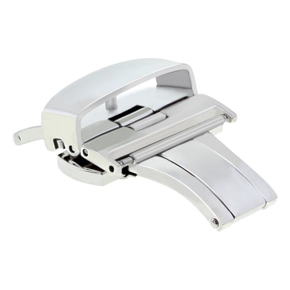 18MM BUTTERFLY STRAP BAND FOR DEPLOYMENT CLASP BUCKLE PUSH BUTTON S/STEEL SHINY