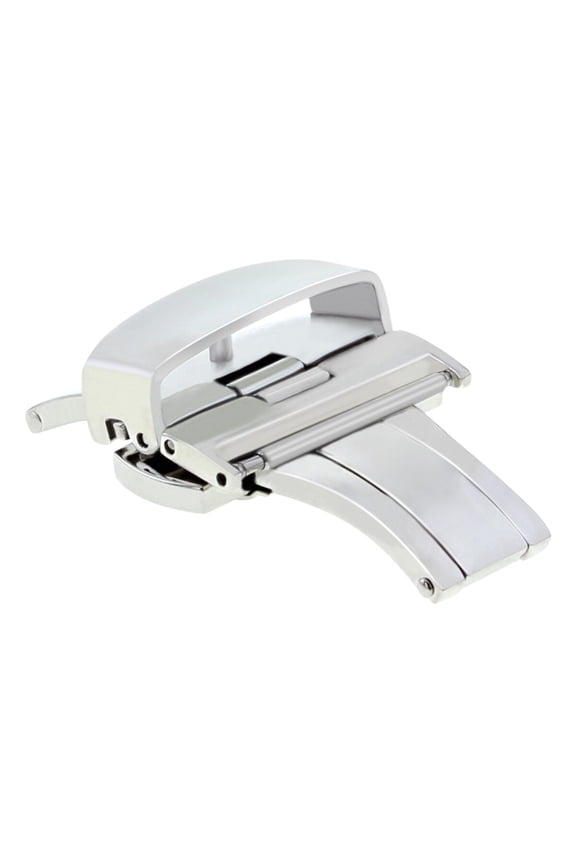 18MM BUTTERFLY STRAP BAND FOR DEPLOYMENT CLASP BUCKLE PUSH BUTTON S/STEEL SHINY