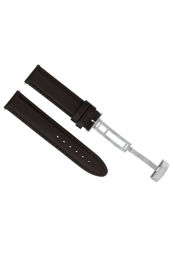 18MM D/BROWN SMOOTH LEATHER WATCH STRAP BAND DEPLOYMENT FOR OMEGA SEAMASTER #8