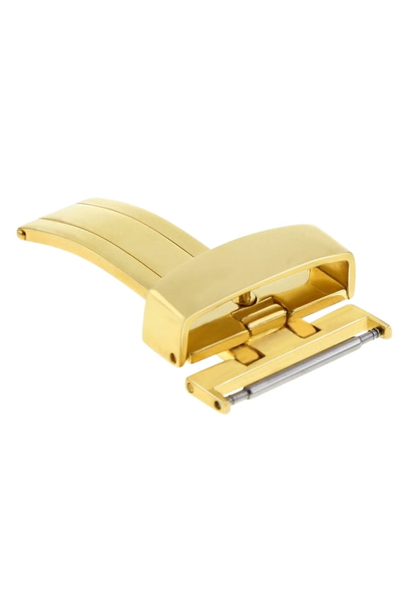 18MM DEPLOYMENT STRAP BAND CLASP BUCKLE FOR BREITLING PILOT LEATHER STRAP GOLD