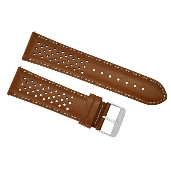 18MM FOR TAG HEUER CARRERA PERFORATED LEATHER RALLY STRAP BAND QUICK RELEASE TAN