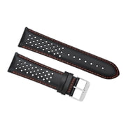 18mm, Black with Orange Stitching, Silver Buckle, Compatible With Tag Heuer Carrera Perforated Leather Watch Band Strap Quick Release