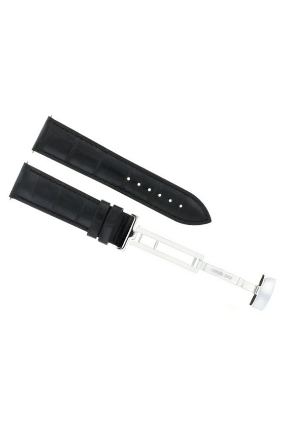 18MM LEATHER WATCH STRAP BAND FOR ORIS WATCH DEPLOYMENT CLASP BLACK
