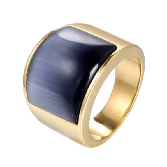18MM Gold Bands 11 Color Stones Stainless Steel Men's Engagement Ring Size 7-12