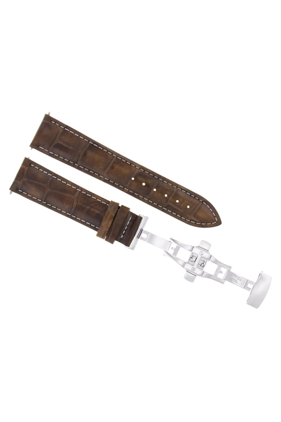 18MM LEATHER STRAP BAND DEPLOYMENT BUCKLE CLASP FOR ORIS WATCH LIGHT BROWN WS