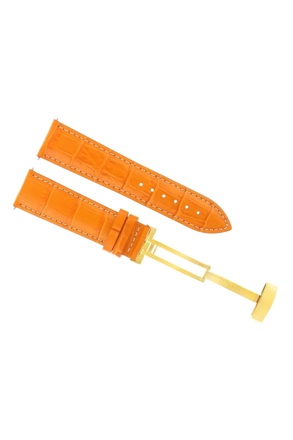 18MM LEATHER STRAP BAND FOR BAUME MERCIER CAPELAND CLASSIMA WATCH ORANGE GOLD