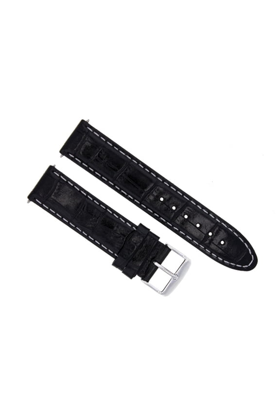 18MM LEATHER STRAP BAND FOR OMEGA SEAMASTER SPEEDMASTER MOONBLACK WHITE STITCH